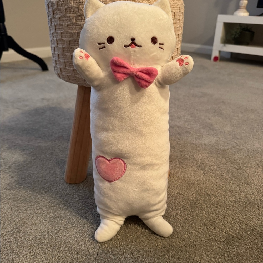 Mochifuwa Nyanko Cat White Plush 16" Stuffed Toy Doll Kitten Japan